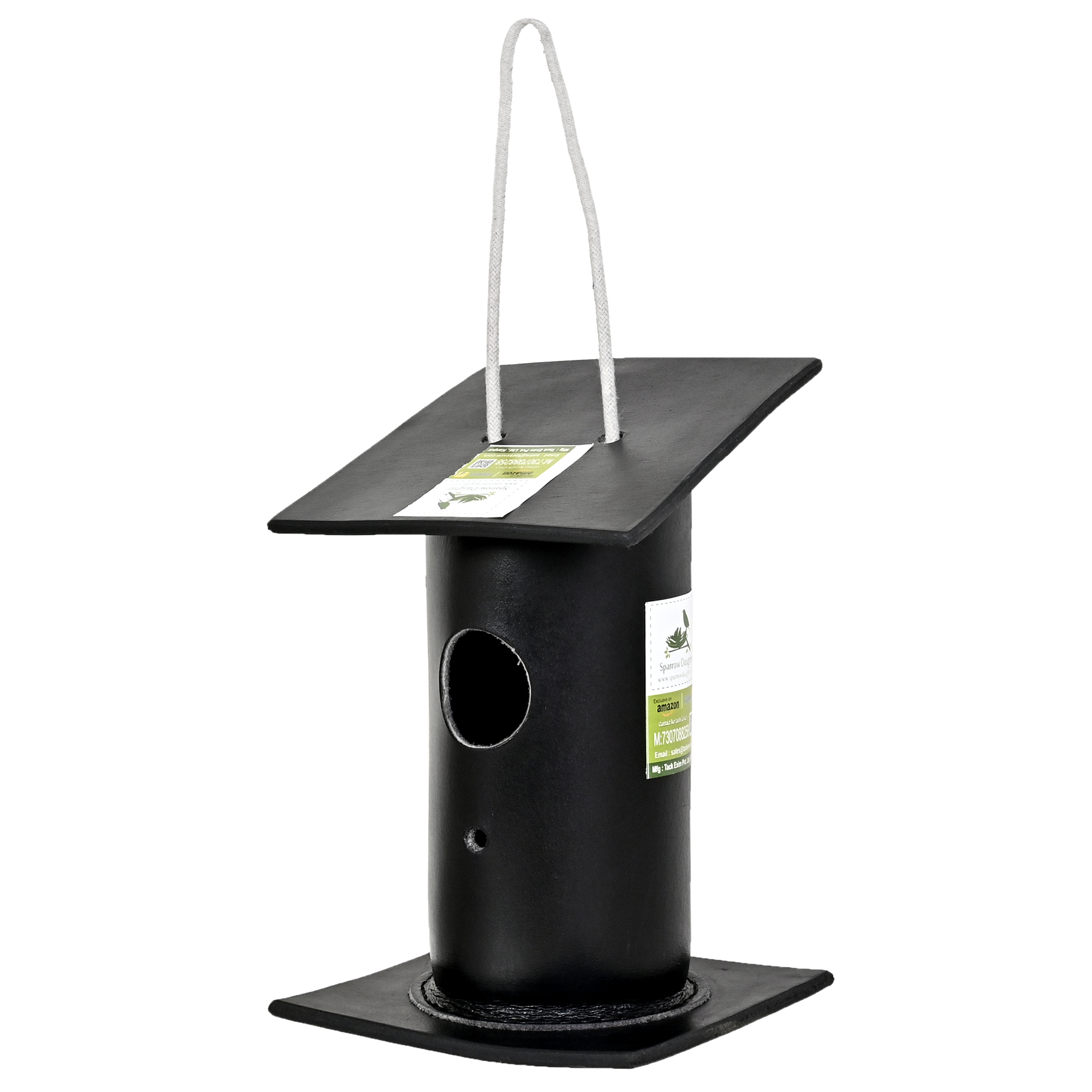 Handmade Black Color Birdhouse - Leather, Vegan Leather, Synthetic Leather | Perfect For Small Birds, Easy Installation, Handcrafted Design