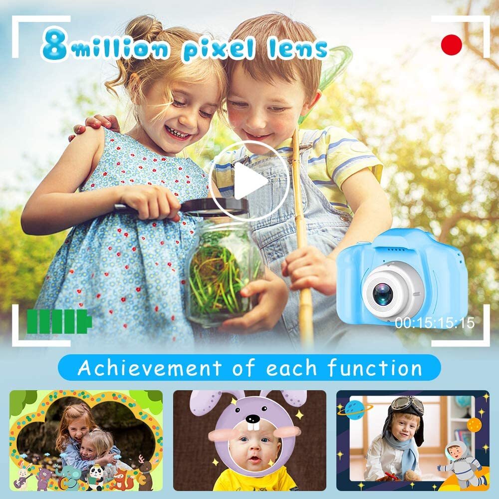Upgrade Kids Selfie Camera Hd Digital Video Cameras For Toddler - 8.0mp Dual Camera, 1080p Video, 32gb Micro Sd Support, Fun Sticker Frames, Built-in 400mah Battery, 2" Tft Screen, Easy Selfie & Recording