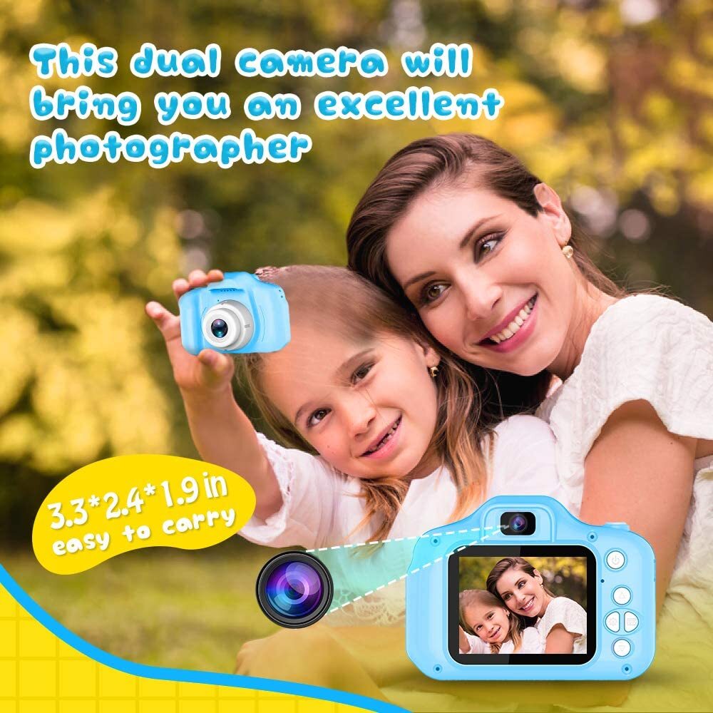Upgrade Kids Selfie Camera Hd Digital Video Cameras For Toddler - 8.0mp Dual Camera, 1080p Video, 32gb Micro Sd Support, Fun Sticker Frames, Built-in 400mah Battery, 2" Tft Screen, Easy Selfie & Recording