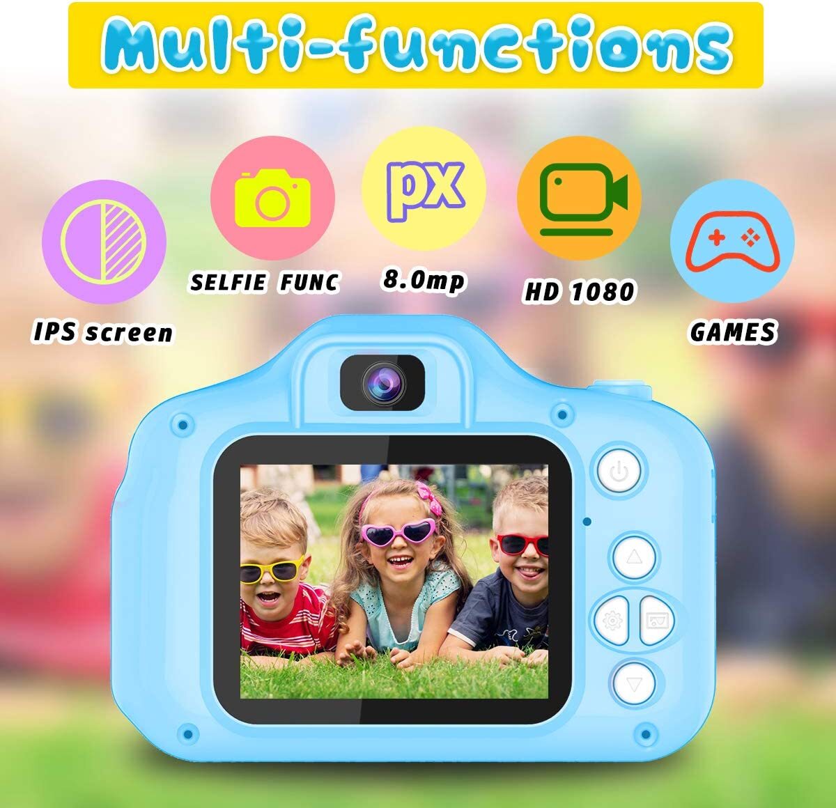Upgrade Kids Selfie Camera Hd Digital Video Cameras For Toddler - 8.0mp Dual Camera, 1080p Video, 32gb Micro Sd Support, Fun Sticker Frames, Built-in 400mah Battery, 2" Tft Screen, Easy Selfie & Recording
