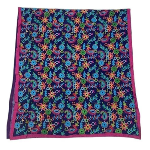 नीला 120GSM कढ़ाई वाला शिफॉन दुपट्टा