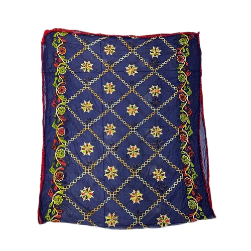 Chiffon Embroidered Dupatta - High-Grade Fabric, Customized Size, Blue Color | Features Beads & Laces, Quick Dry, Embroidered Pattern, Casual Dress Type, All Season