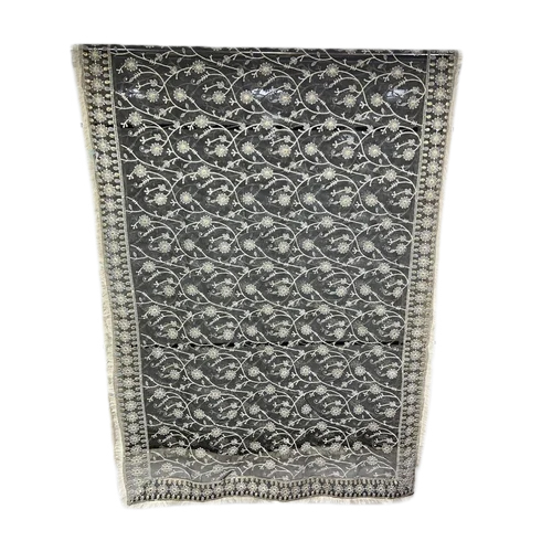 ग्रे पार्टी वियर लखनवी नेट दुपट्टा