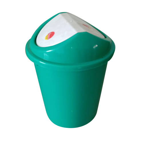 Green-white Swing Plastic Dustbin