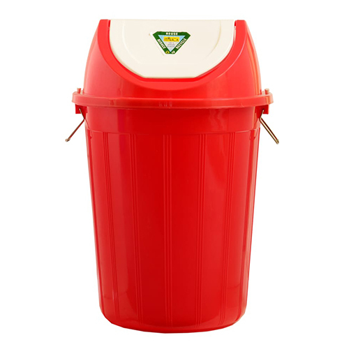 Green-white Swing Plastic Dustbin