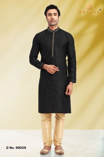 Mens Long Printed Kurta Pajamas