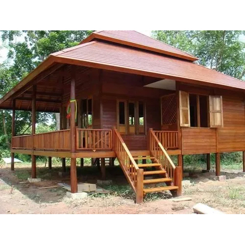 Brown Outdoor Prefabricated Wooden Villa