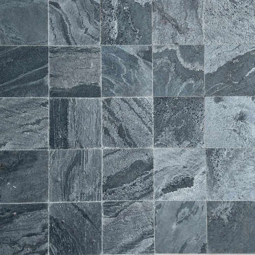 Honed And Brushed Silver Grey Quartzite Slate - Size: 100x100 Mm
