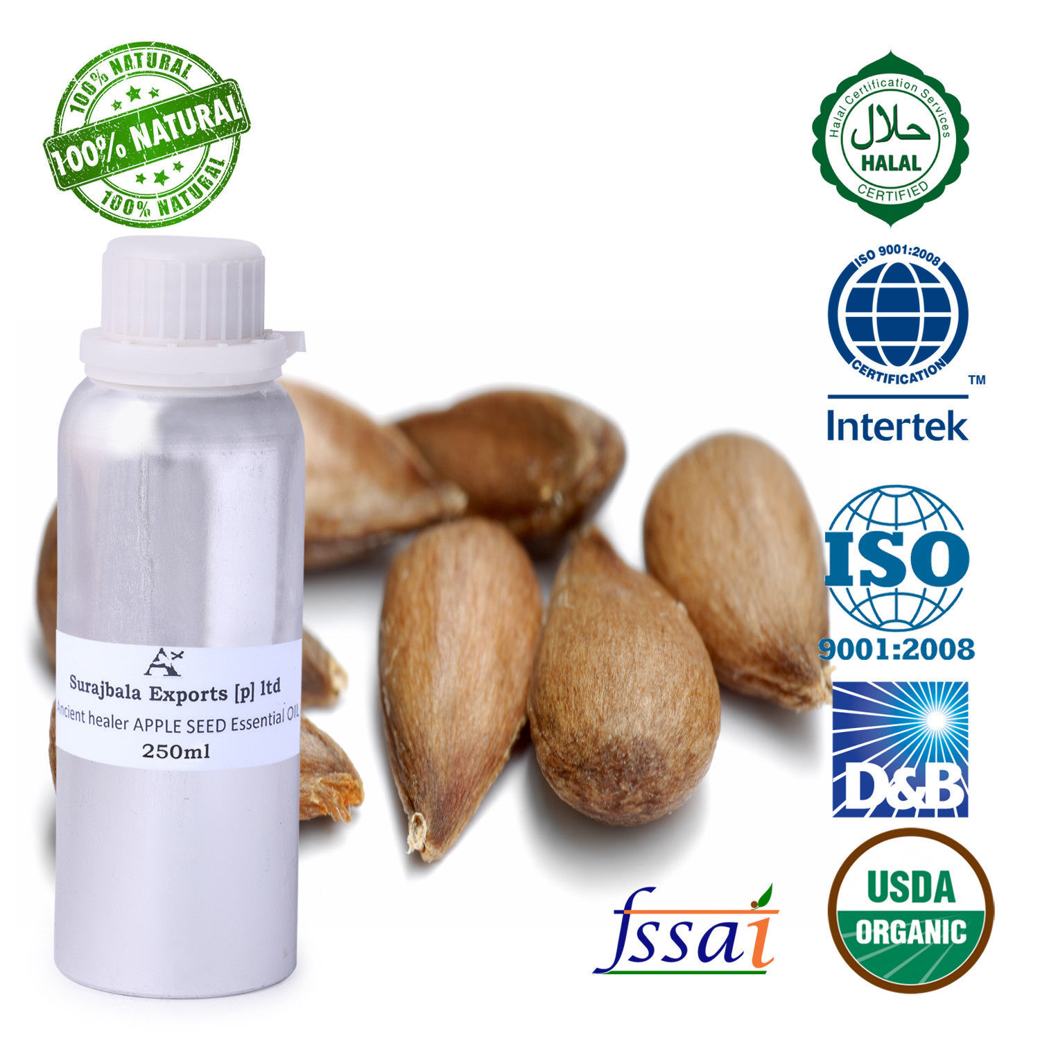 Apple Essential Oil - 96% Pure Liquid Extract From Apple Seeds | Rich In Unsaturated Fatty Acids, Suitable For All Age Groups, Store In Cool & Dry Place