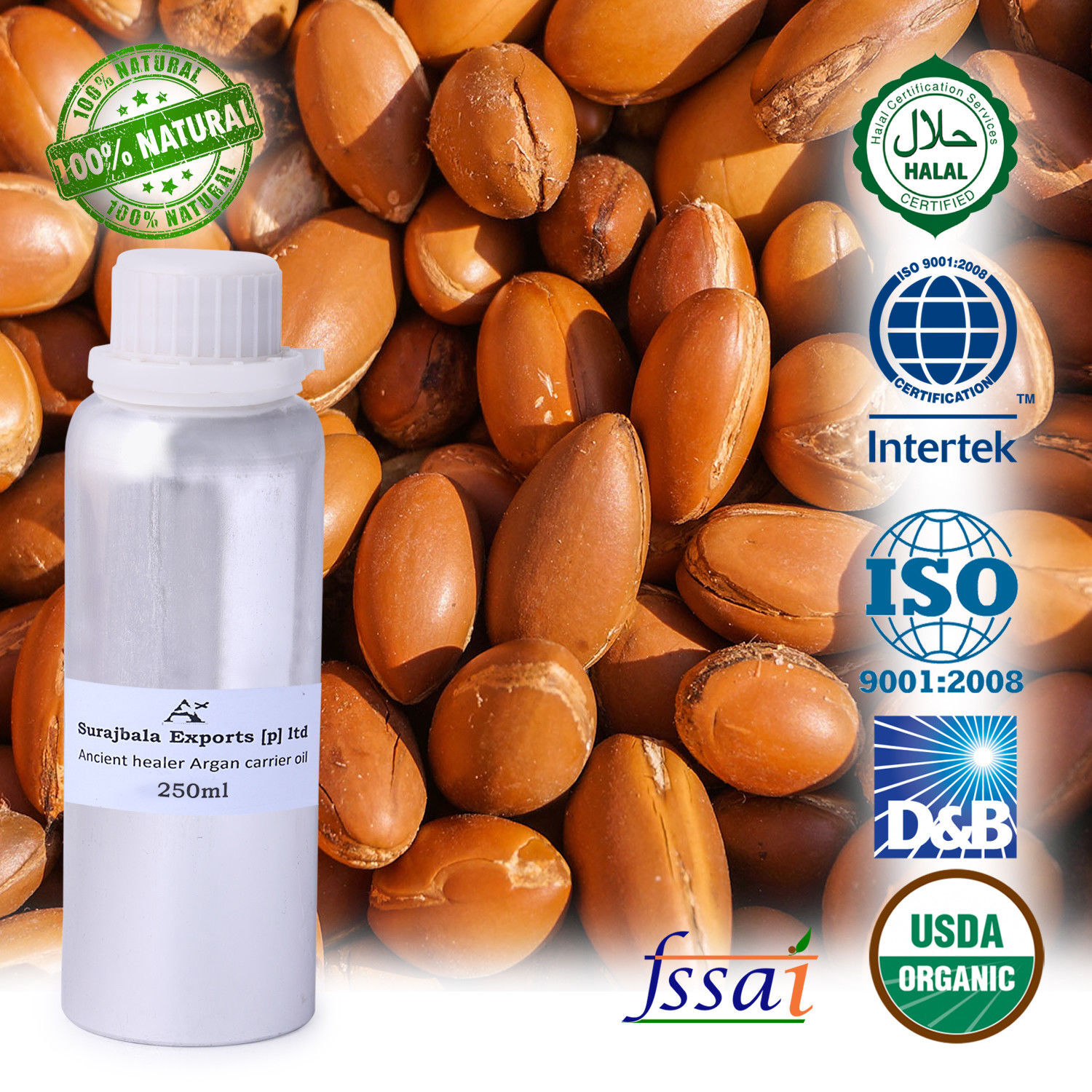 Argan Carrier Oil - 96% Pure Herbal Extract | Enhances Hair Health, Protects From Heat, Tames Frizz