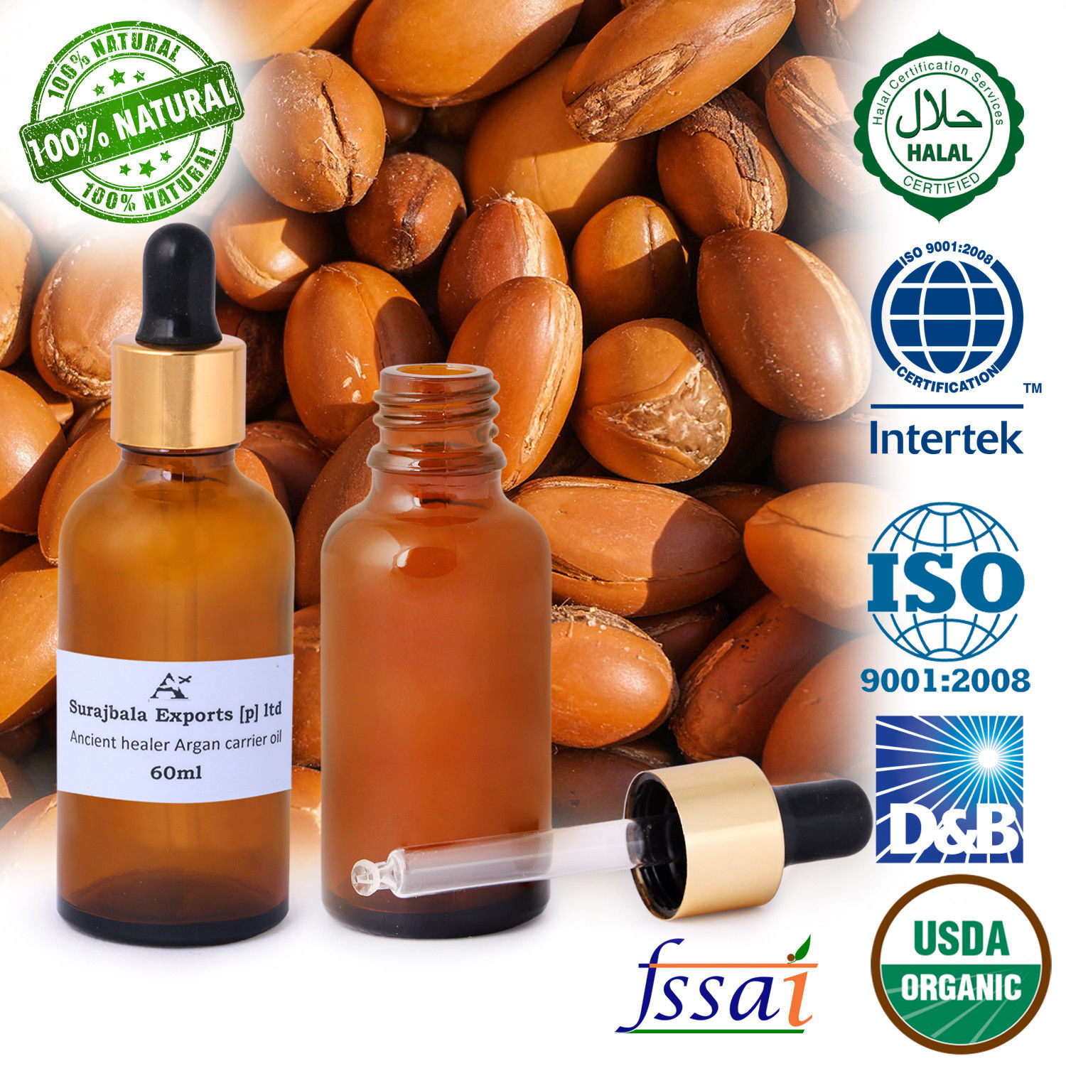 Argan Carrier Oil - 96% Pure Herbal Extract | Enhances Hair Health, Protects From Heat, Tames Frizz