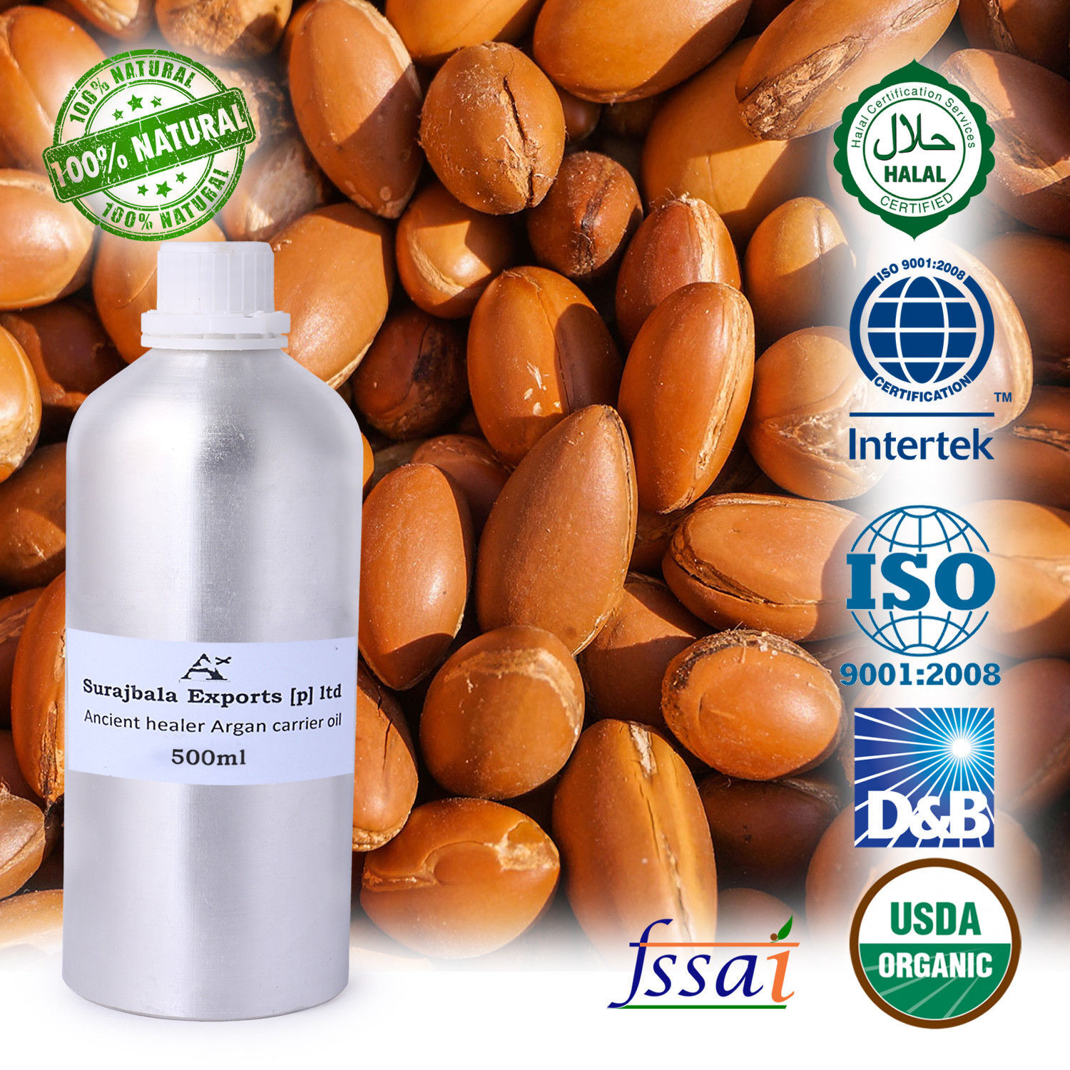 Argan Carrier Oil - 96% Pure Herbal Extract | Enhances Hair Health, Protects From Heat, Tames Frizz