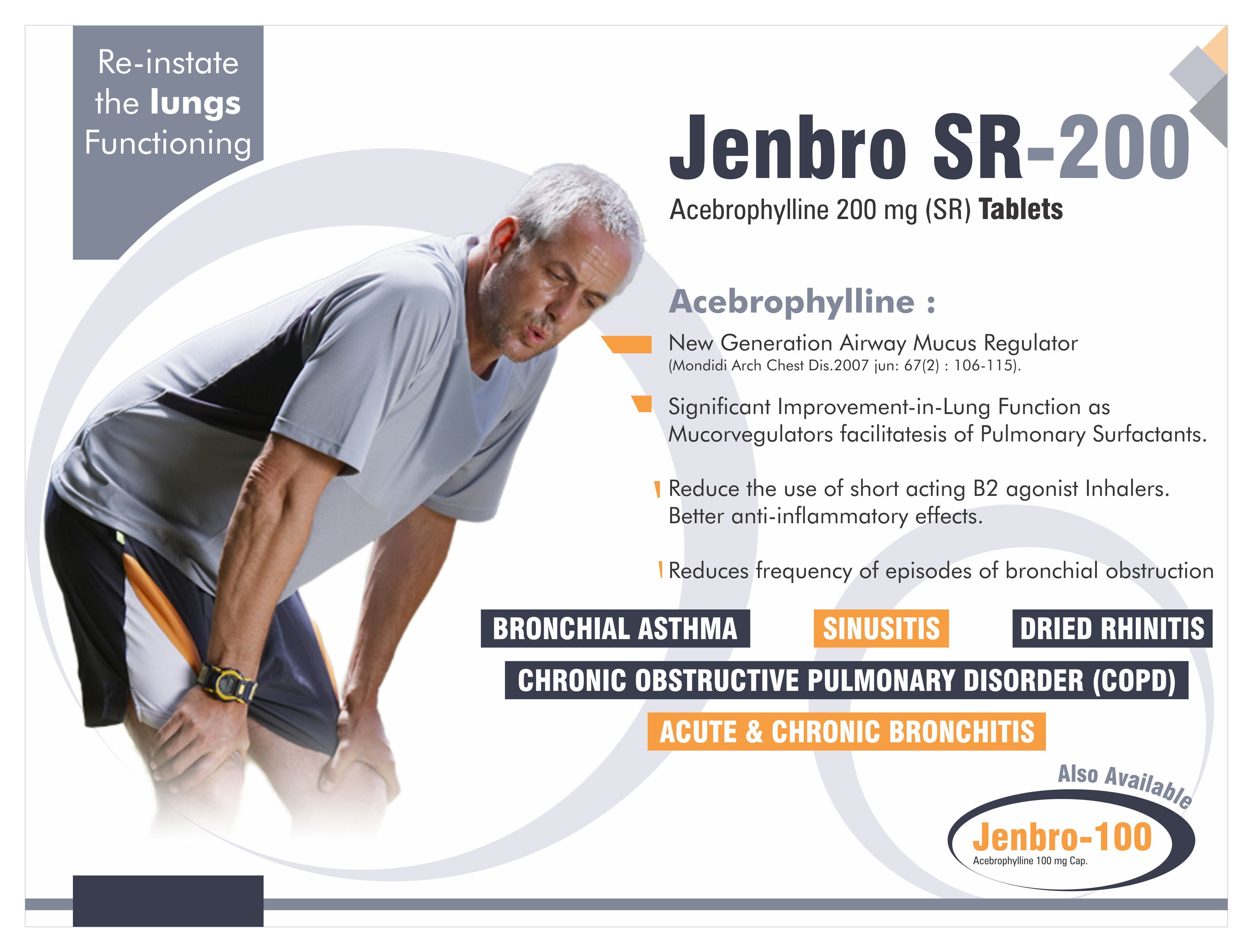 Acebrophylline - 200 Mg Sr Tablet | Effective Bronchodilator For Asthma, Bronchitis, Copd, Reduces Inflammation And Regulates Surfactant Production