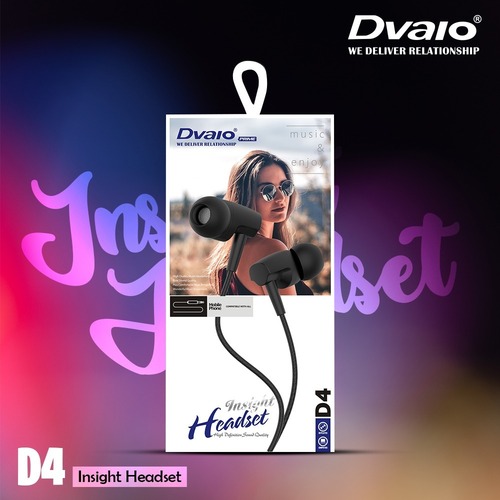 Dvaio D4 Wired In the Ear Headphone - Black Color, Good Quality, 6 Months Warranty, Unisex Design for Running and Gym Use | With Mic Included