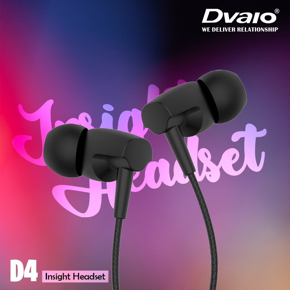 Dvaio D4 Wired In The Ear Headphone - Black Color, Good Quality, 6 Months Warranty, Unisex Design For Running And Gym Use | With Mic Included