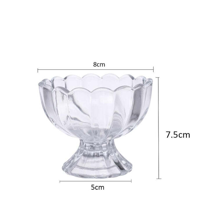 0091 Ice Cream Bowl - Glass, Standard Size, Transparent | Non-porous, Dishwasher Safe, Heat & Scratch Resistant, Perfect For Desserts & Gifting