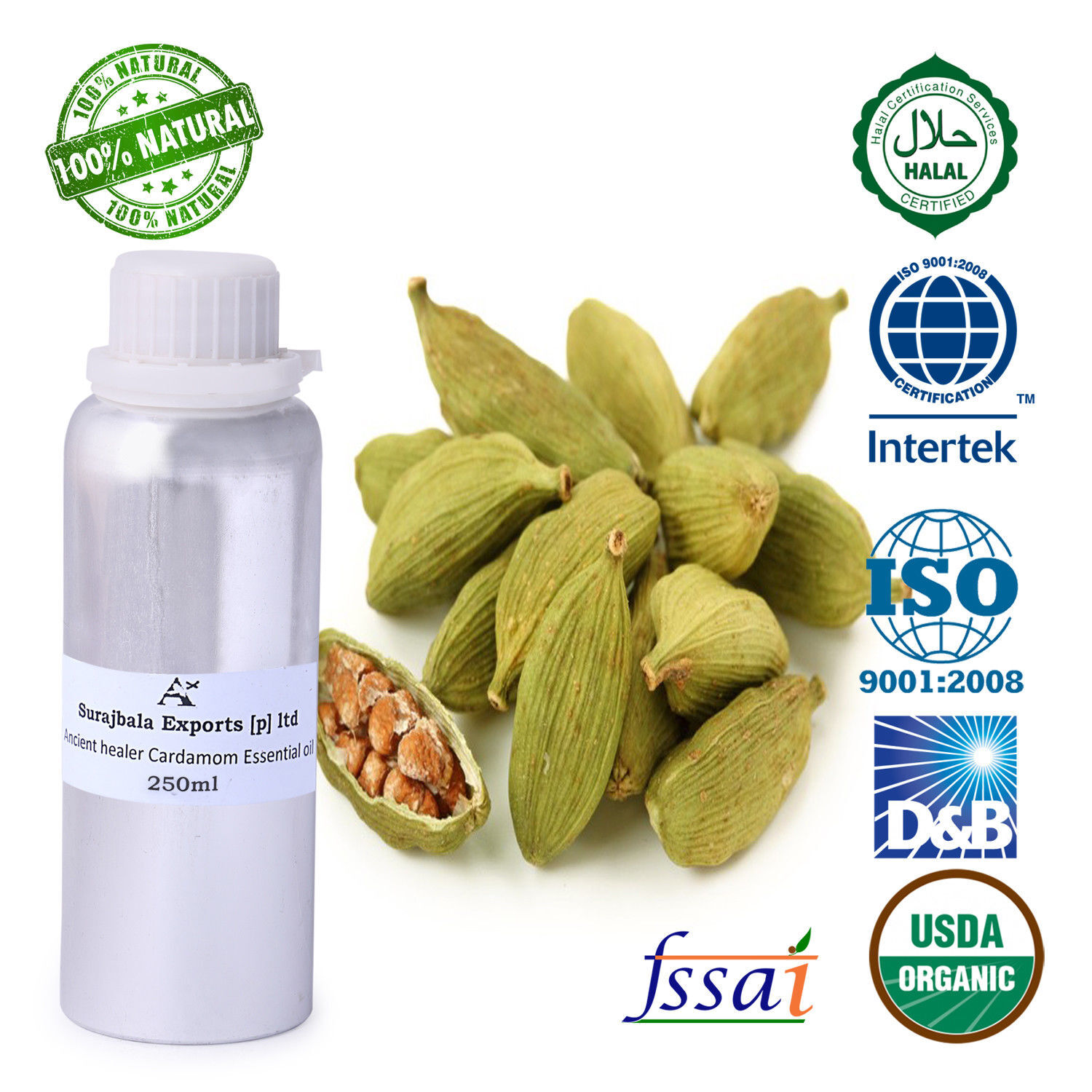 Cardamom Essential Oil - 100% Pure Liquid Extract From Seeds | Boost Memory, Fragrance Compound, Suitable For All Age Groups, Store In Cool & Dry Place