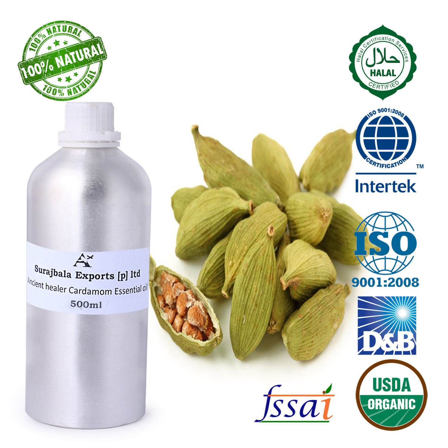 Cardamom Essential Oil - 100% Pure Liquid Extract From Seeds | Boost Memory, Fragrance Compound, Suitable For All Age Groups, Store In Cool & Dry Place