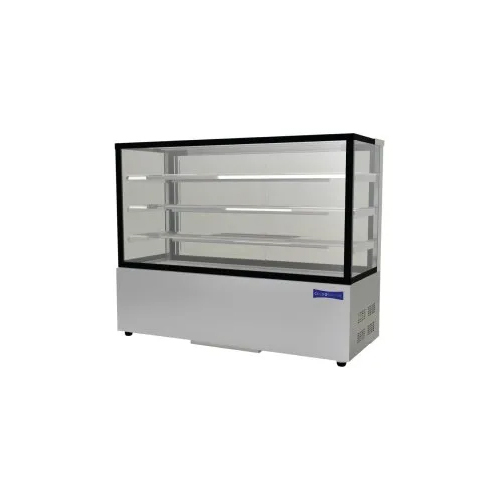 3 Shelves Rectangular Hot Display Counter - Stainless Steel, 4 Ft Height, Silver Color | Standard Design, Smooth Surface Finish, 1 Year Warranty