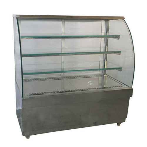 Food Display Counter - Stainless Steel, Smooth Surface Finish, Silver Color | Standard Design For Elegant Presentation
