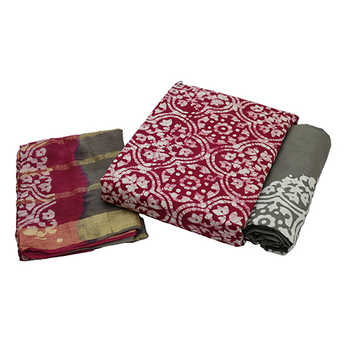 मजेंटा और ग्रे पाँपलीन सूती सूट सामग्री