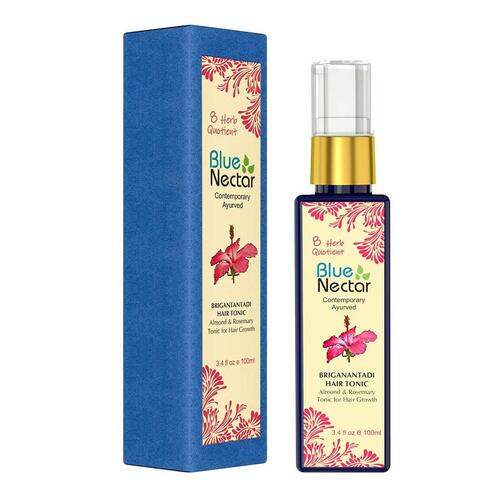 रोज़मेरी ऑयल के साथ ट्रांसपेरेंट ब्लू नेक्टर हेयर ग्रोथ सीरम 8 हर्ब्स 100ml