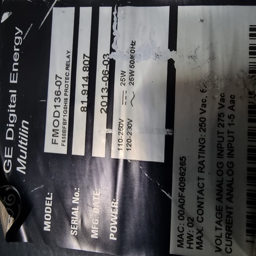 Ge Multilin F650bfbf1g0hi6 F650 Protection System