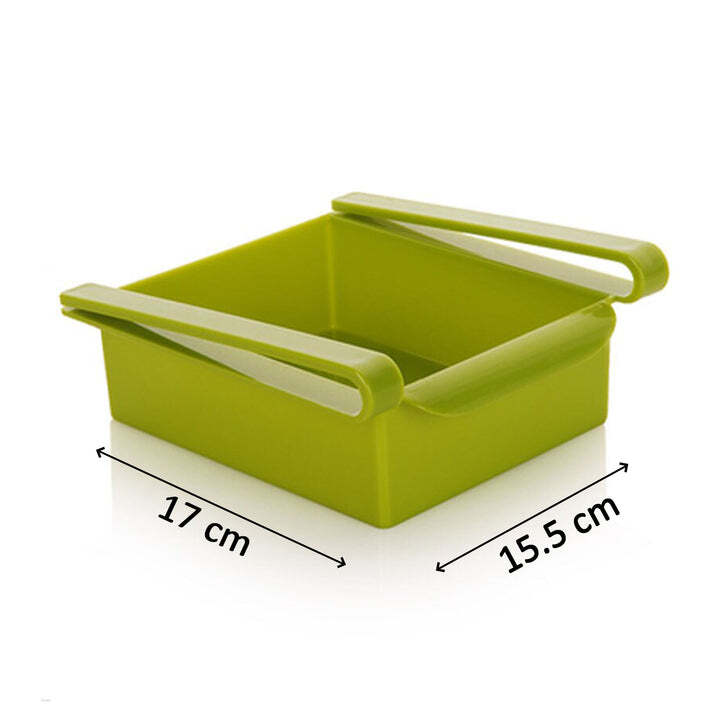 0160 Storage Racks - Plastic, Standard Size, Green | Smart Slide Design, Multi-purpose Use, Space Saving Organizer For Fridge And Table