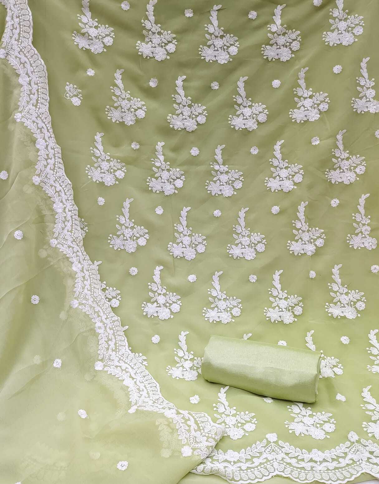 Embroidered Sai Pista Georgette Dress Material