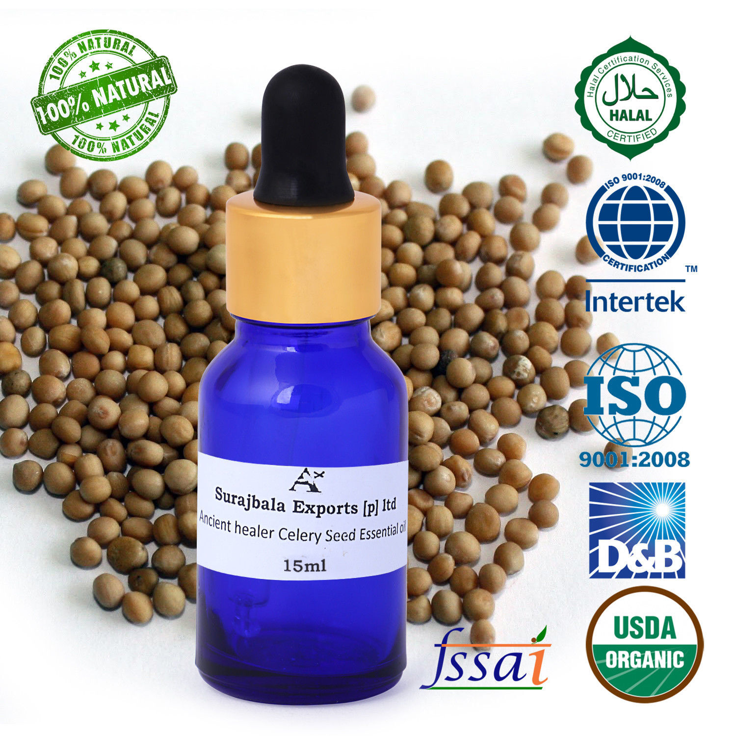 Celery Seed Essential Oil - Liquid, 96% Purity | All Age Group, Long-lasting Spicy Aroma, Store In Cool & Dry Place