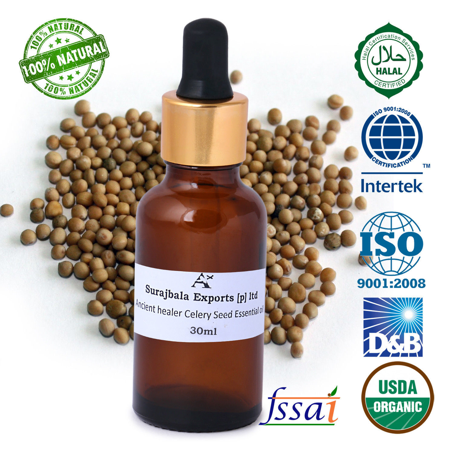Celery Seed Essential Oil - Liquid, 96% Purity | All Age Group, Long-lasting Spicy Aroma, Store In Cool & Dry Place