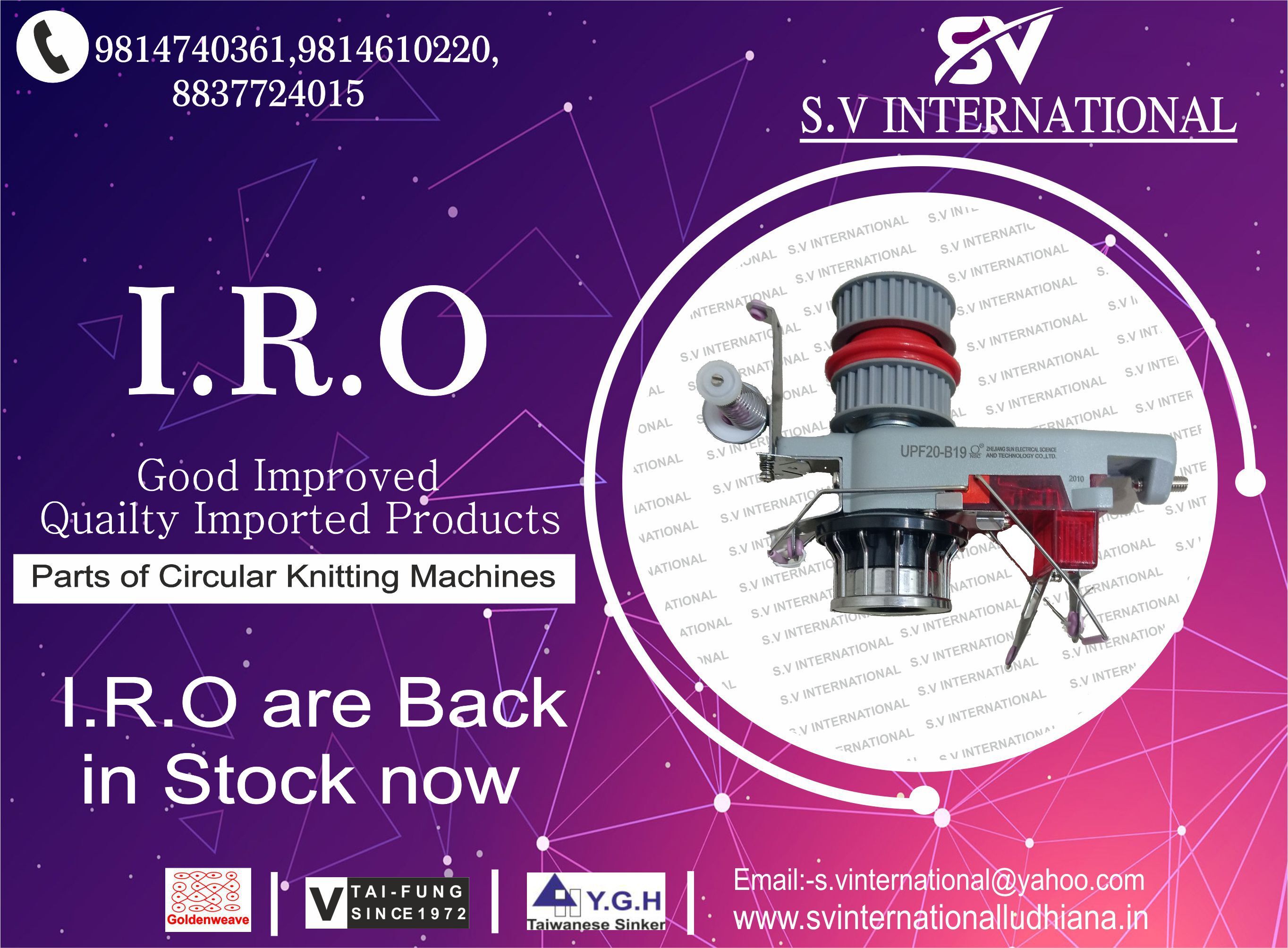Iro Positive Feeder - Industrial Application | Warranty Included, Available For Circular Knitting Machines With Needles, Sinkers, Jacks, Hooks, Cutters