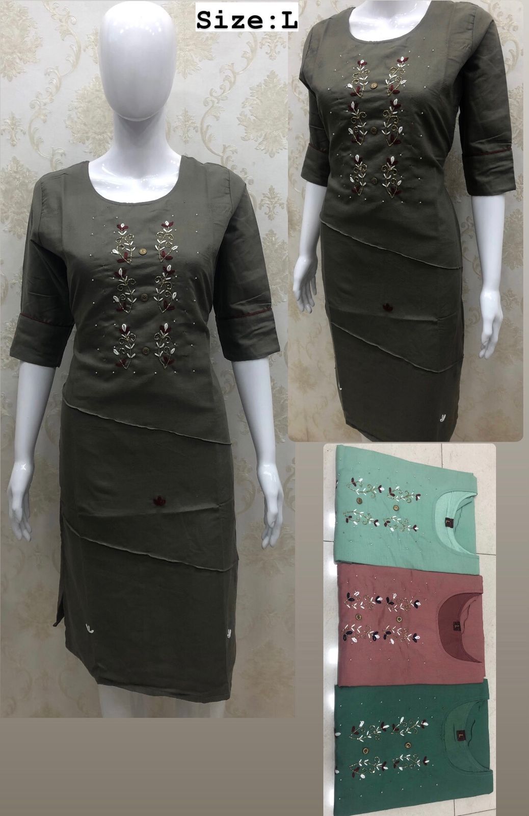 Handwork Kurti - Muslin Cotton Blend, Sizes M, L, Xl, Xxl | Handcrafted Design, Elegant Stitching, Soft Texture, Set Of 50 Pieces