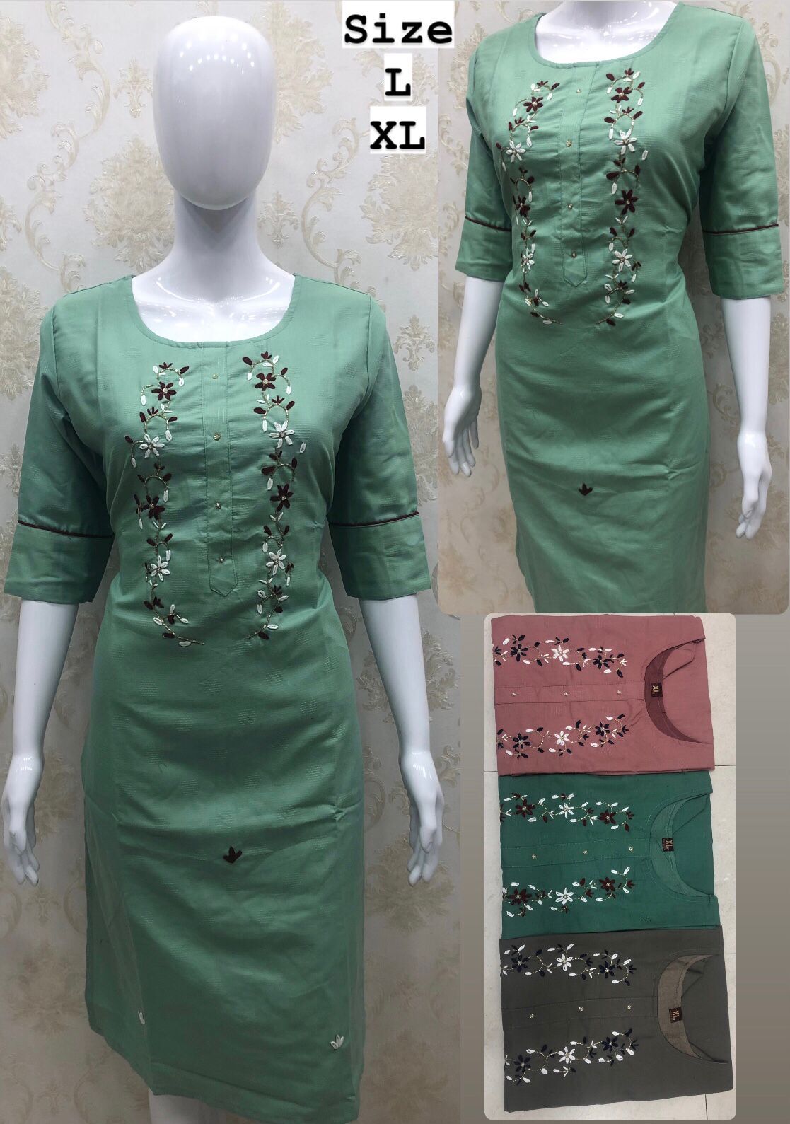 Handwork Kurti - Muslin Cotton Blend, Sizes M, L, Xl, Xxl | Handcrafted Design, Elegant Stitching, Soft Texture, Set Of 50 Pieces