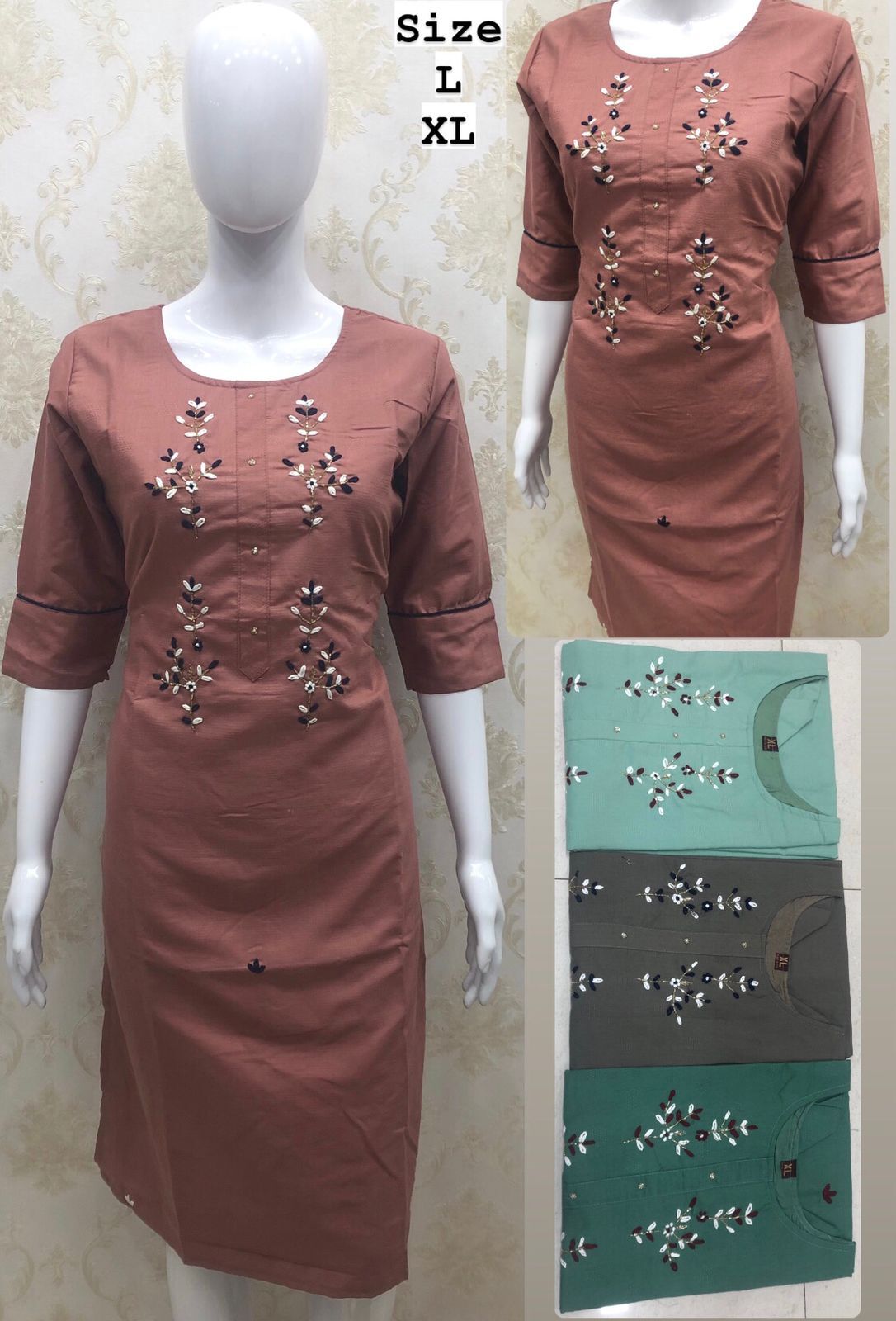 Handwork Kurti - Muslin Cotton Blend, Sizes M, L, Xl, Xxl | Handcrafted Design, Elegant Stitching, Soft Texture, Set Of 50 Pieces