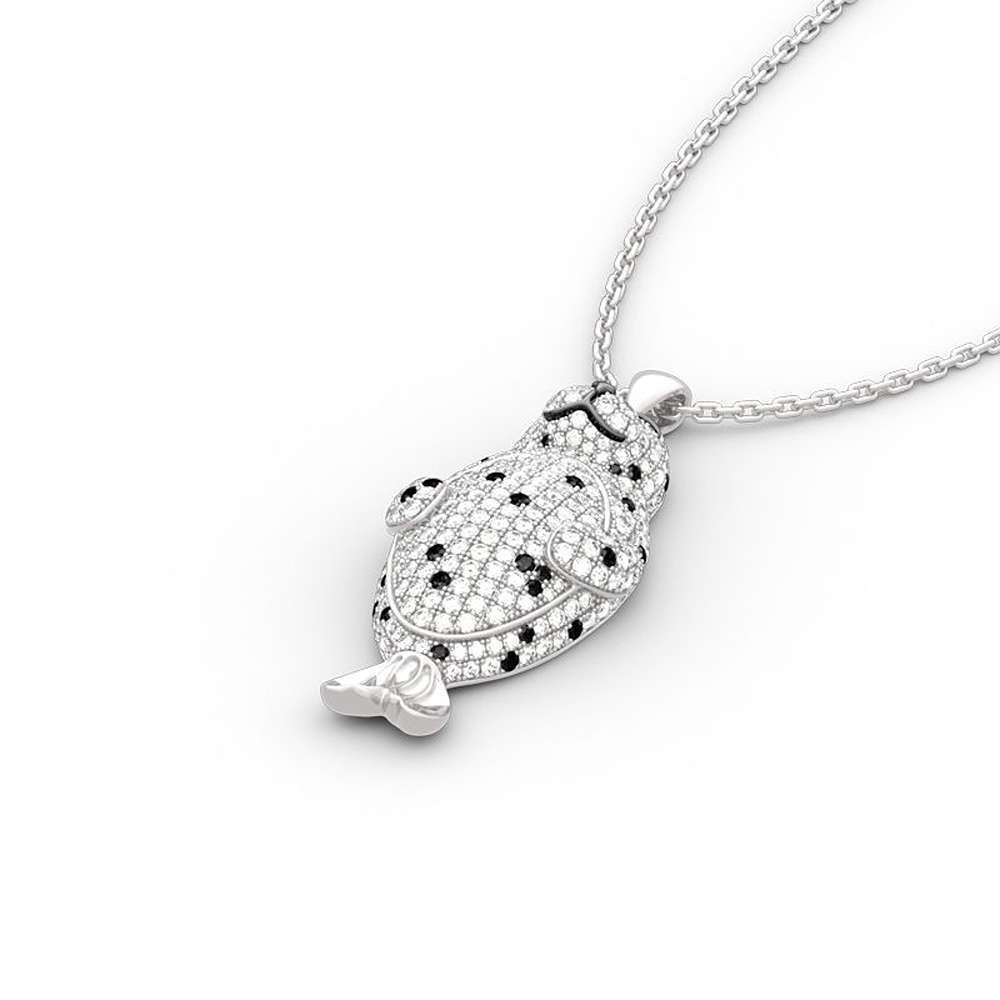 Fancy Seal Diamond Pendants In Synthetic Diamonds And Black Diamonds 10k White Gold Diamond Carat Weight: 4 Carat