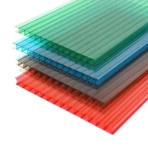 Twinwall Polycarbonate Sheet - 6 mm Thickness, 4x39 ft Dimensions, Multicolor, UV Coated, 80% Light Transmittance, Waterproof Structure
