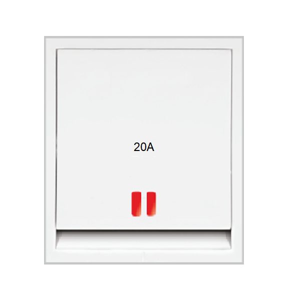 20a Switch With Indicator - Brass And Polycarbonate, 250v Rating, Various Colors With Wooden Texture Design, Rocker Switch With Spark Shield
