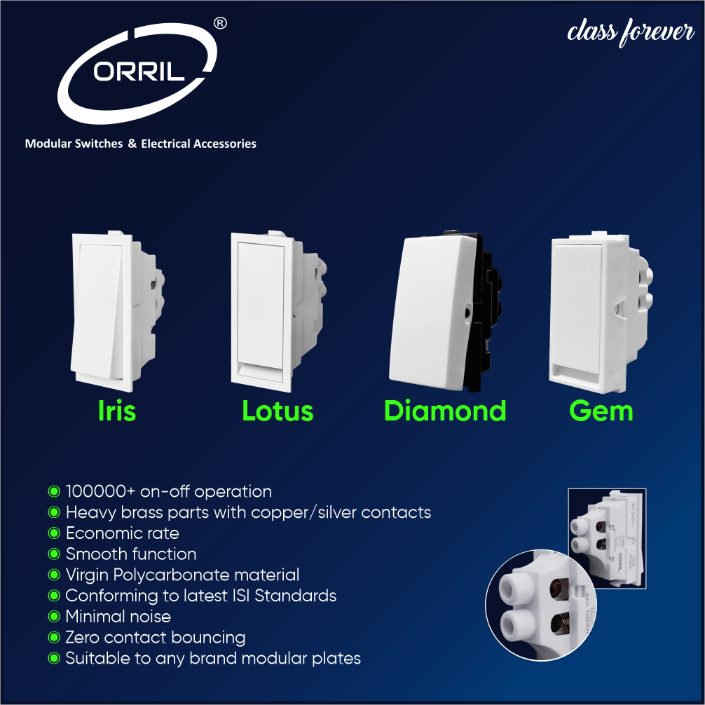 Brass And Polycarbonate 6a 1 Way Switch