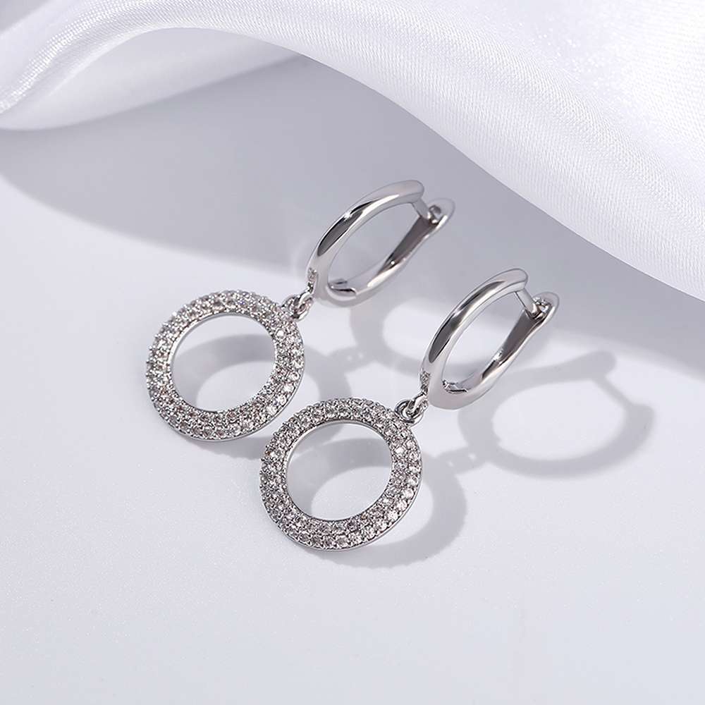 Dangle Drop Earrrings In Lab Grown Diamonds 14k White Gold 1.5 Ct Density: N/a