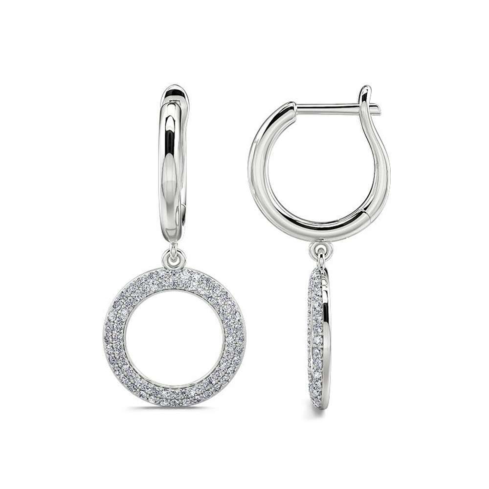 Dangle Drop Earrrings In Lab Grown Diamonds 14k White Gold 1.5 Ct Density: N/a