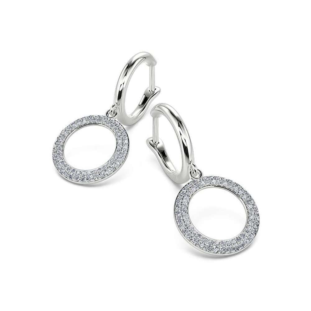 Dangle Drop Earrrings In Lab Grown Diamonds 14k White Gold 1.5 Ct Density: N/a