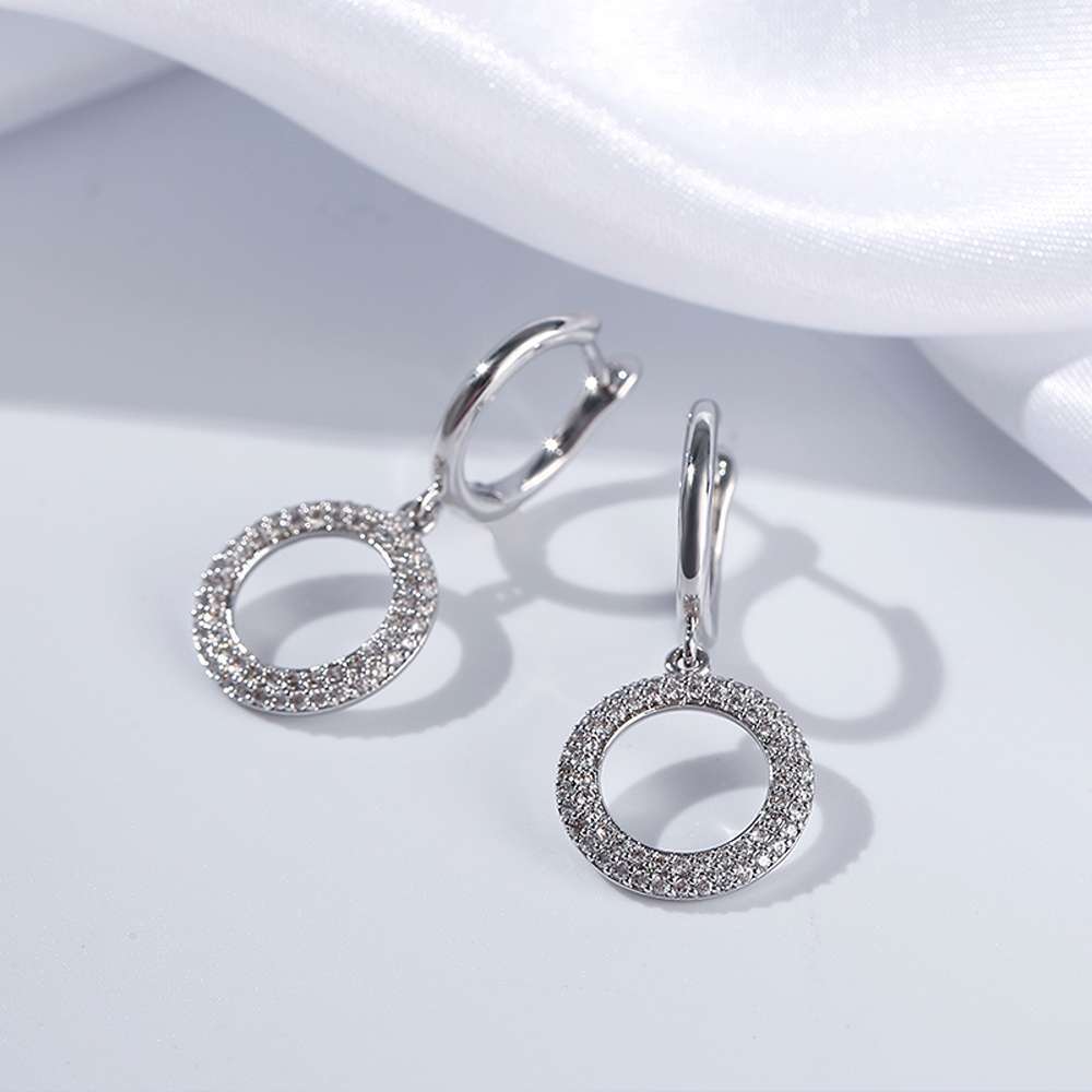Dangle Drop Earrrings In Lab Grown Diamonds 14k White Gold 1.5 Ct Density: N/a