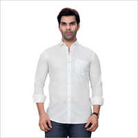 व्हाइट मेन फुल स्लीव्स कॉटन शर्ट