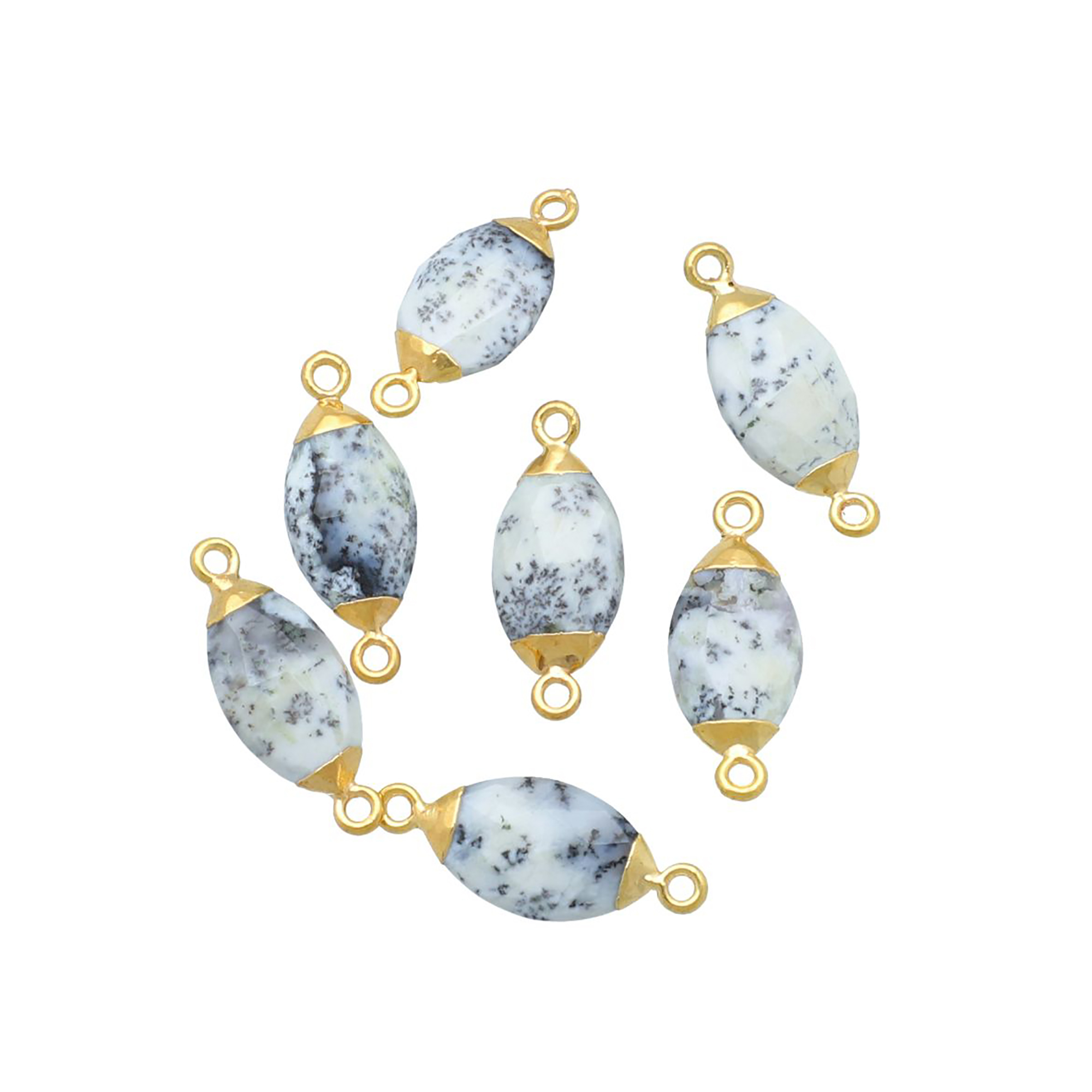 Marquise Shape Gemstone Electroplated Connector Stone Size 14x8mm