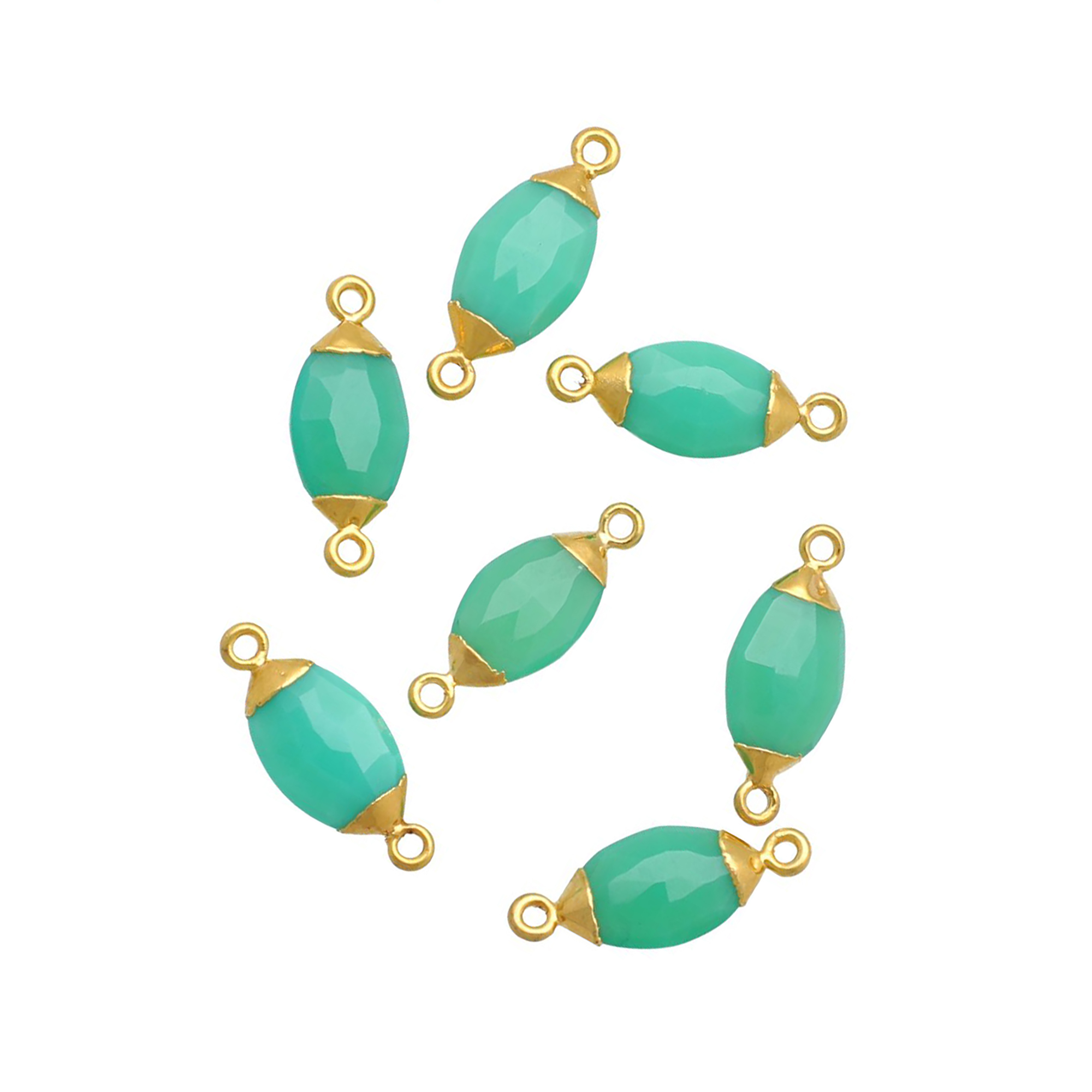 Marquise Shape Gemstone Electroplated Connector Stone Size 14x8mm