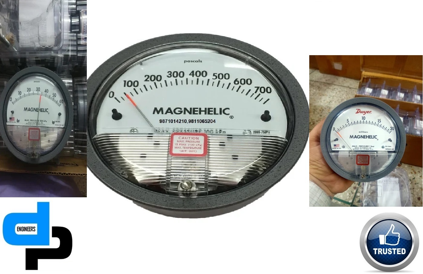 Magnehelic Gauge - Metal Alloy, 4-3/4" Diameter, Matte Gray Finish | Differs Construction, High Accuracy, Non-combustible Gas Compatible