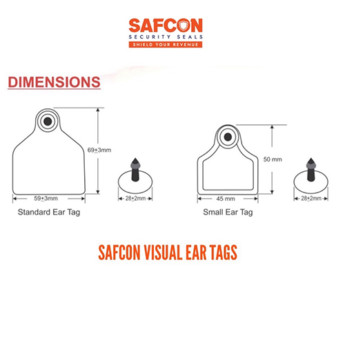 Safcon Ear Tag Applicator - Yellow Visual Ear Tags 27mm Male & 58x69mm/45x40mm Female Parts | Tamperproof, Ideal For Cows, Buffalos, Goats, Sheep