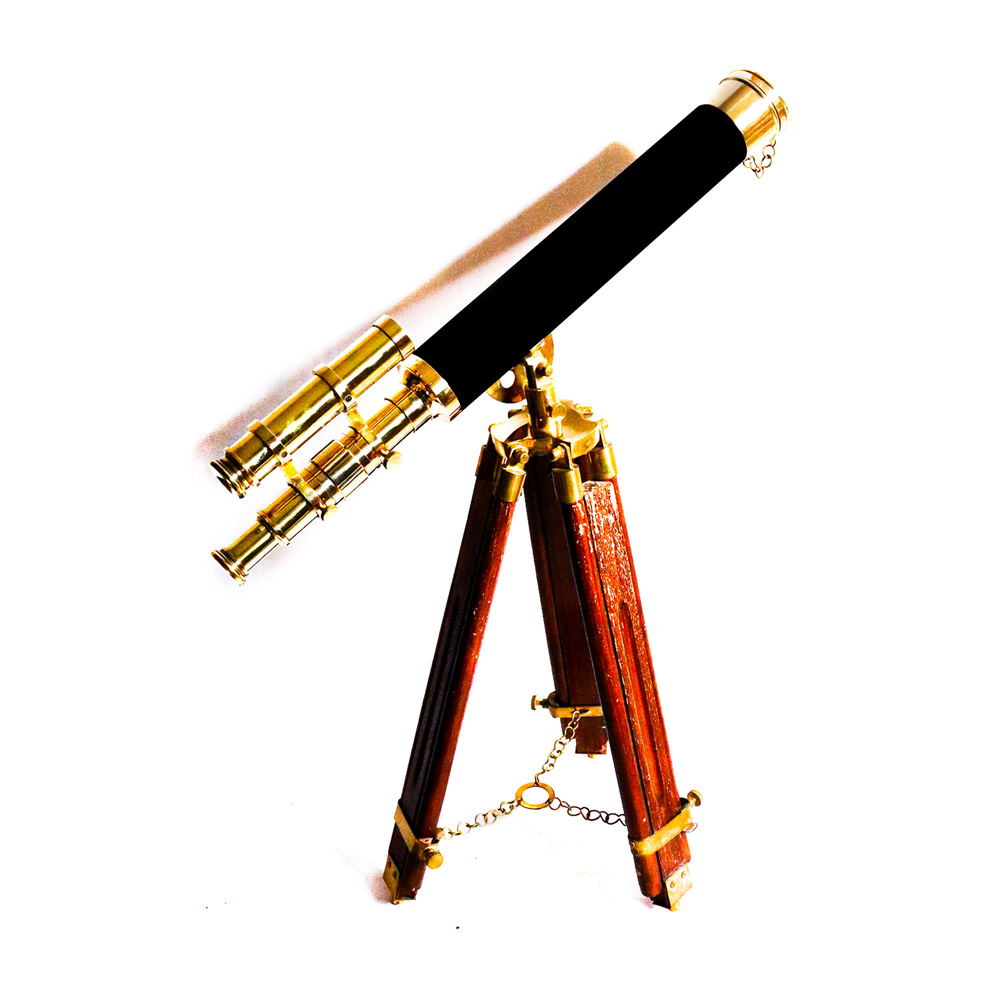 Handmade Nautical Double Barrel Brass Telescope With Tripod Stand
