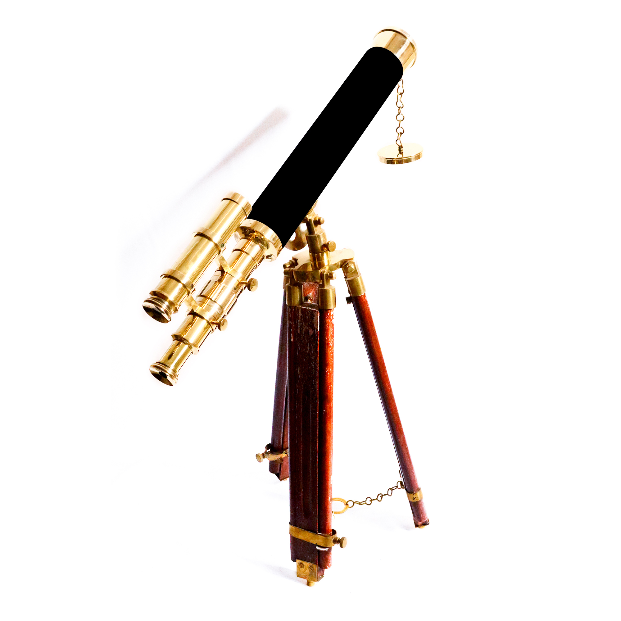 Handmade Nautical Double Barrel Brass Telescope With Tripod Stand